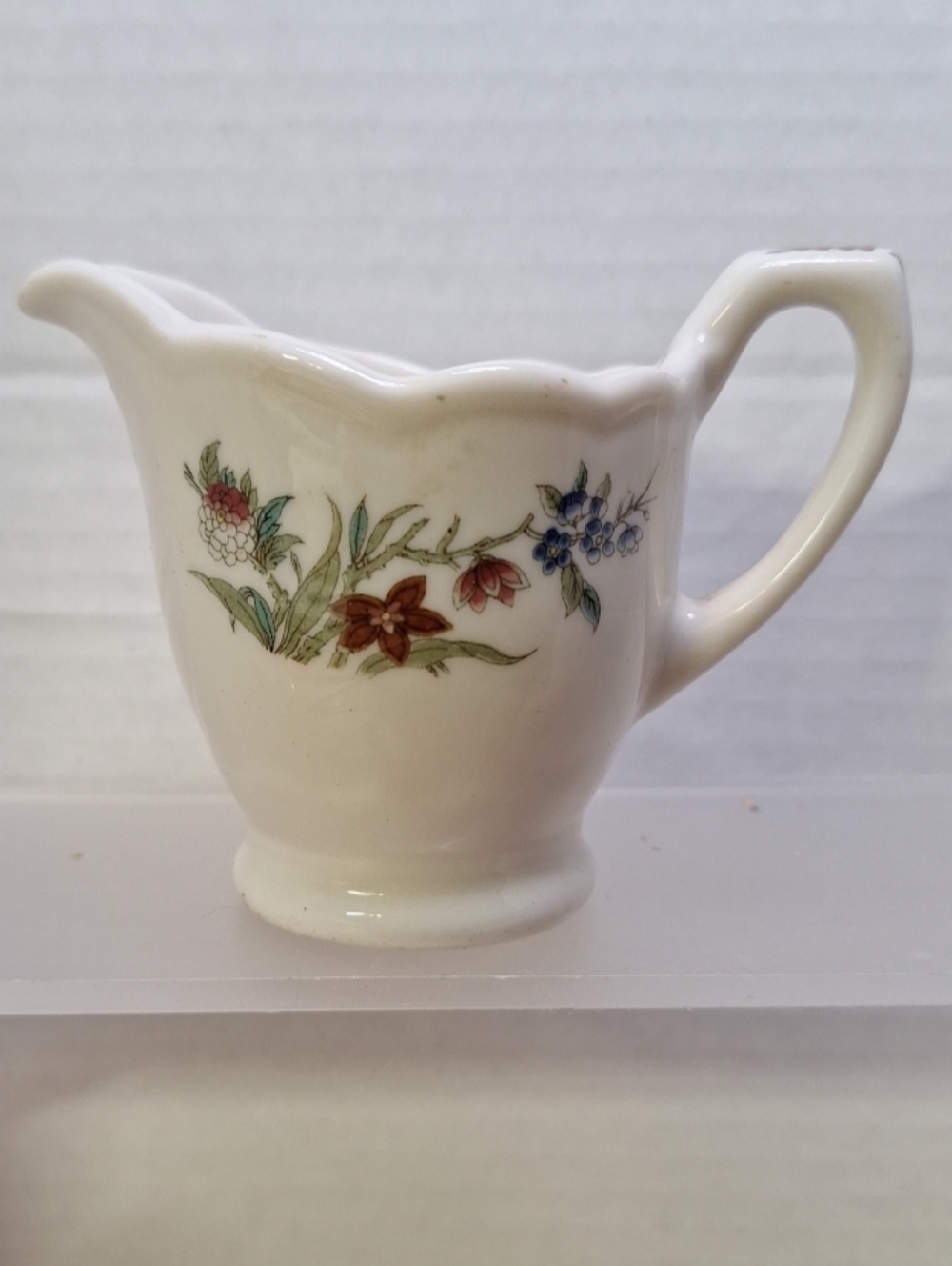 Syracuse China 95-1 Floral Mini 3" White Creamer Cottagecore Grandmacore
